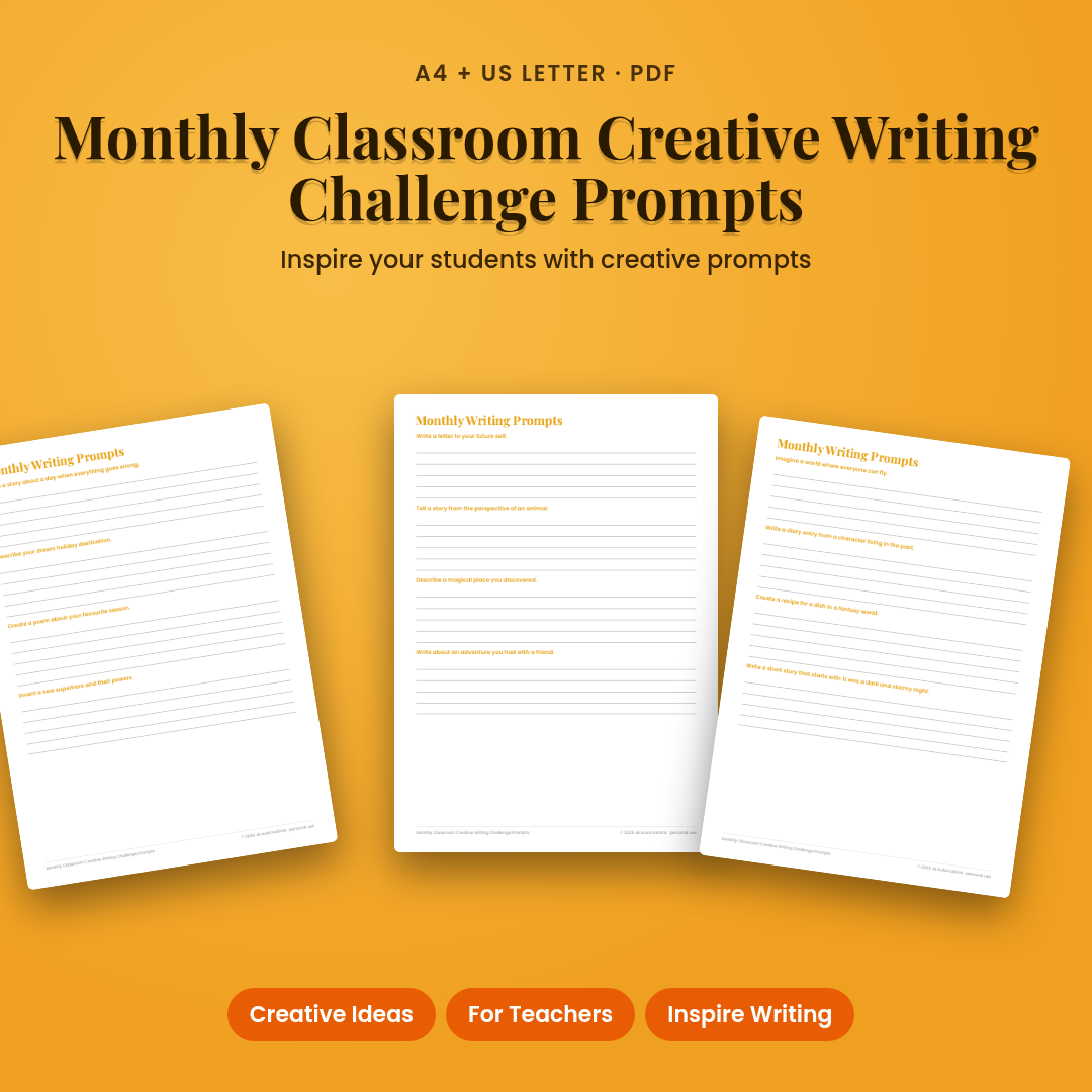 Monthly Classroom Creative Writing Challenge Prompts
