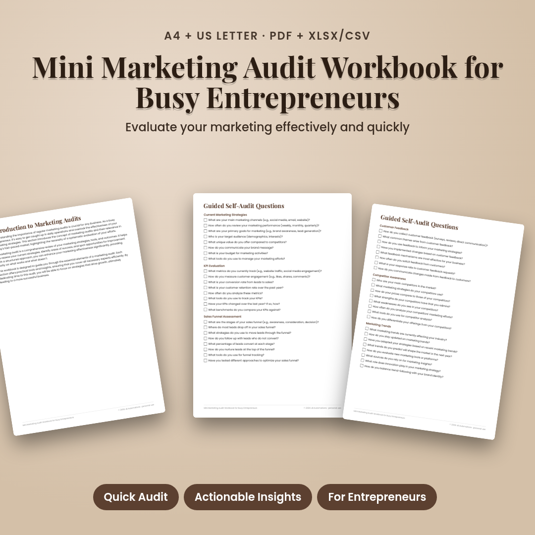 Mini Marketing Audit Workbook for Busy Entrepreneurs