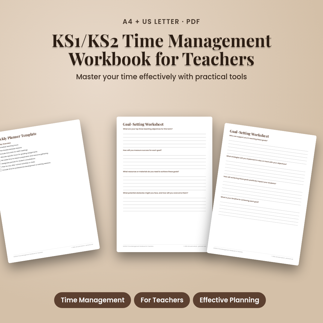 KS1/KS2 Time Management Workbook for Teachers