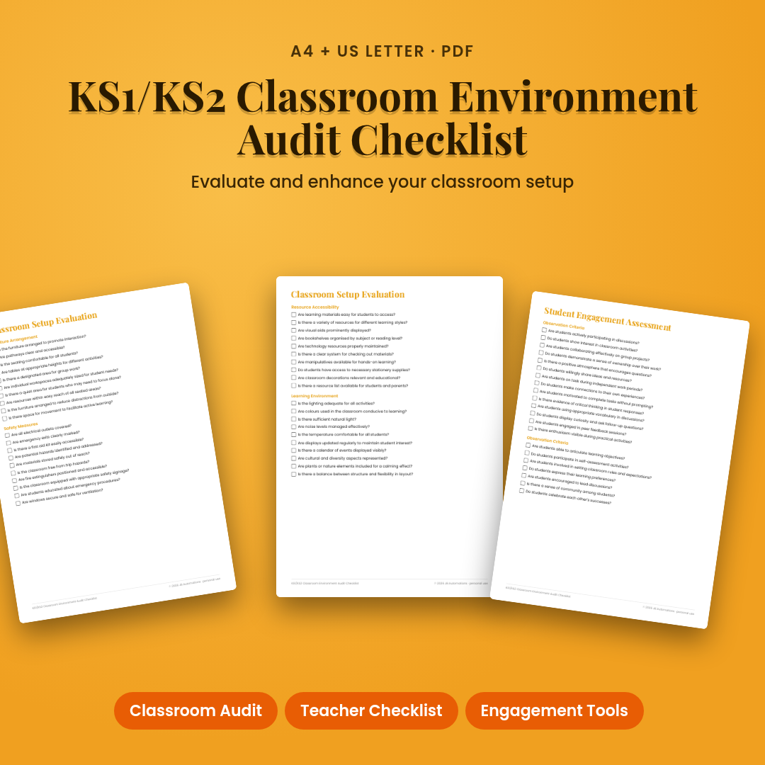 KS1/KS2 Classroom Environment Audit Checklist