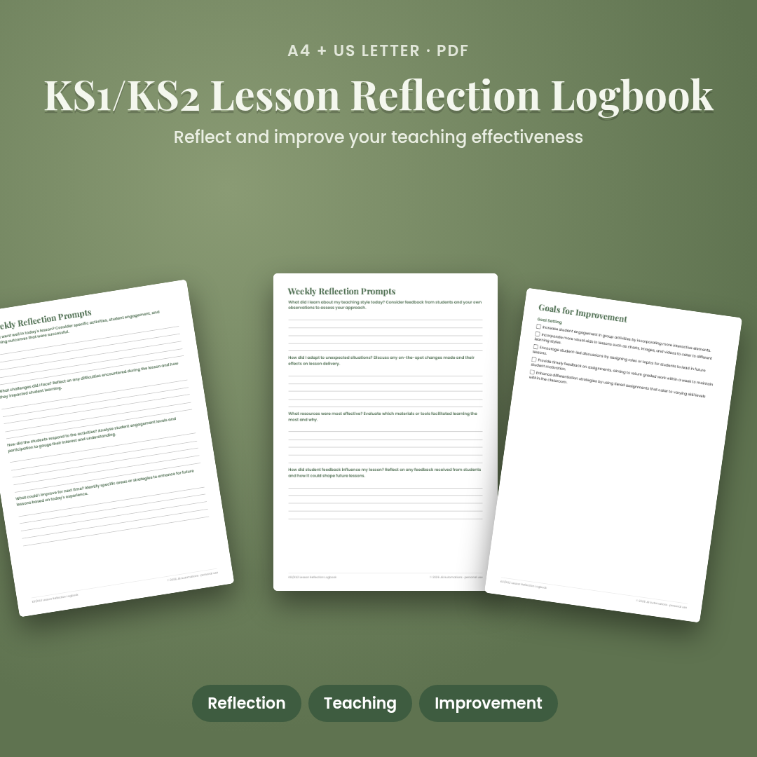 KS1/KS2 Lesson Reflection Logbook