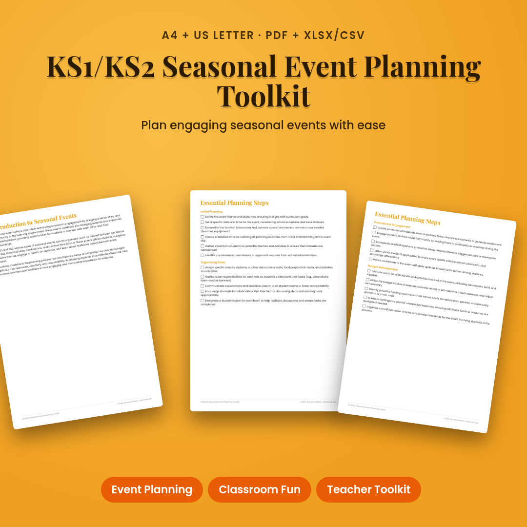 KS1/KS2 Seasonal Event Planning Toolkit