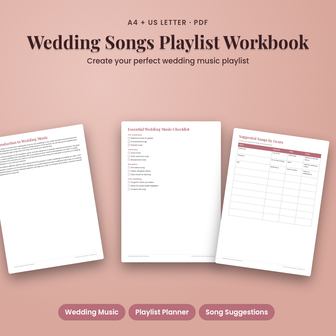 Wedding Songs Playlist Workbook