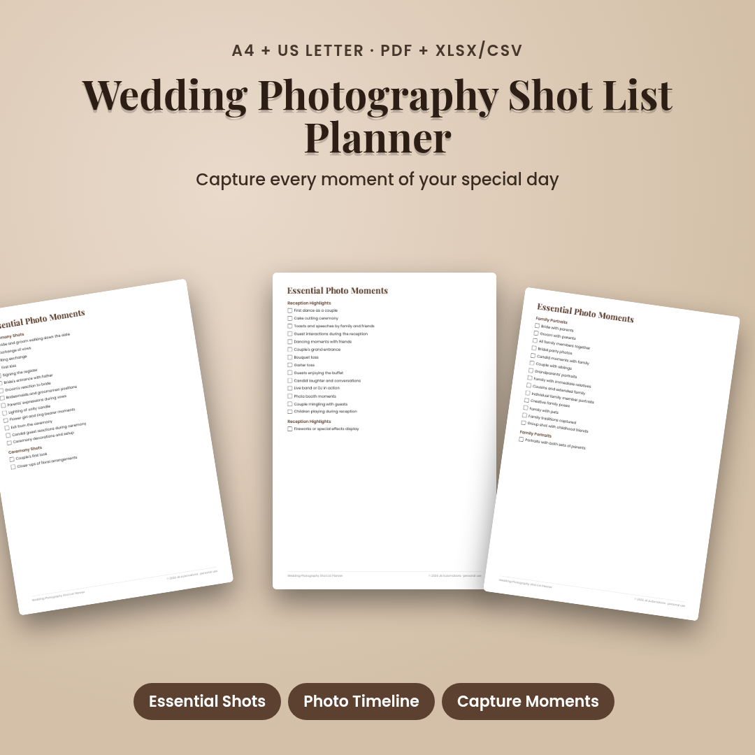 Wedding Photography Shot List Planner