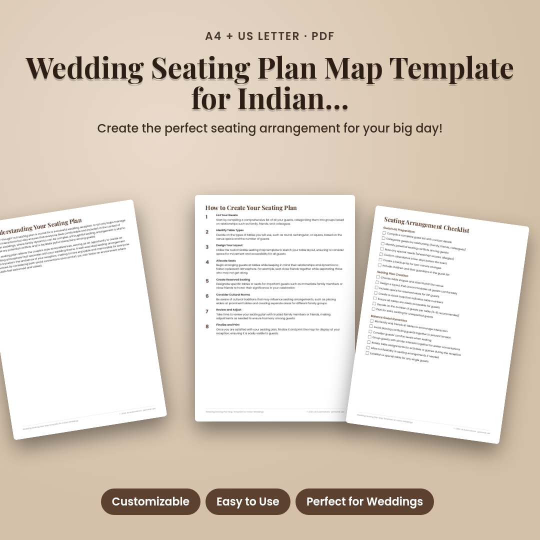 Wedding Seating Plan Map Template for Indian Weddings