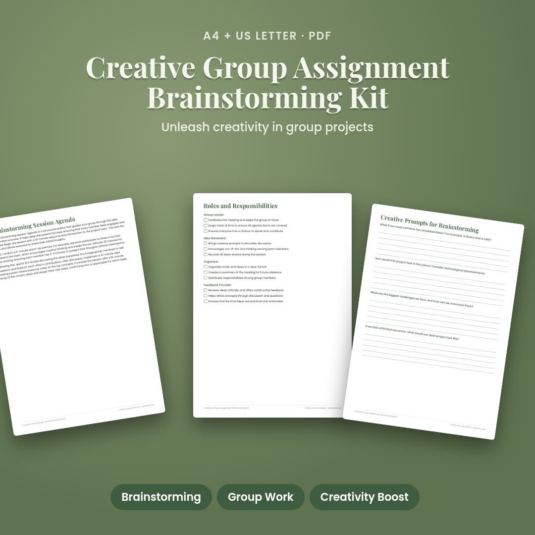 Creative Group Assignment Brainstorming Kit