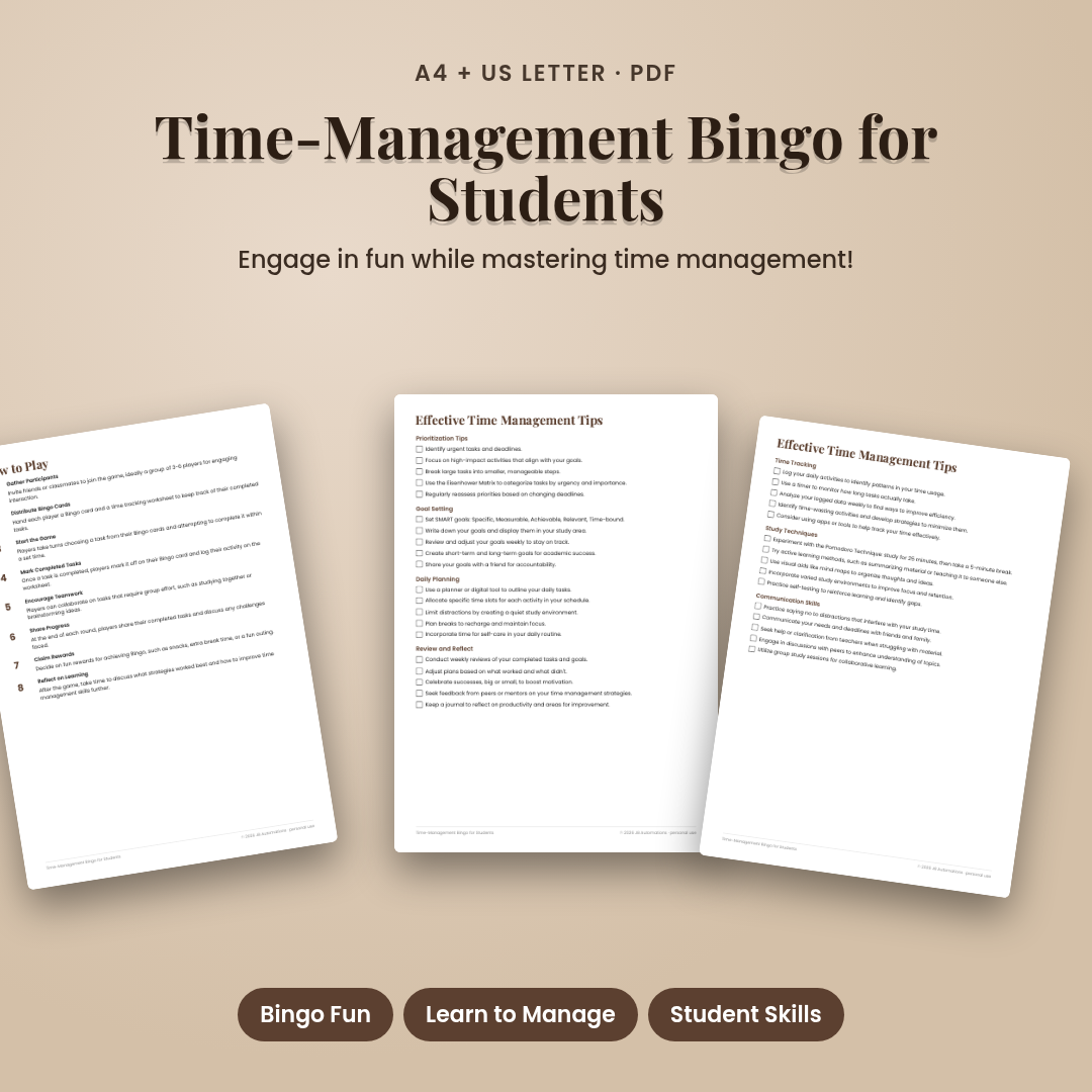 Time-Management Bingo for Students