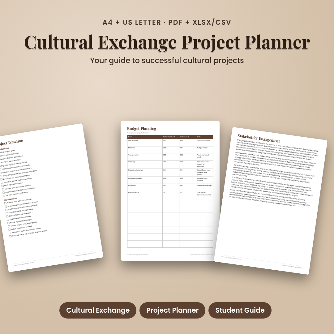 Cultural Exchange Project Planner