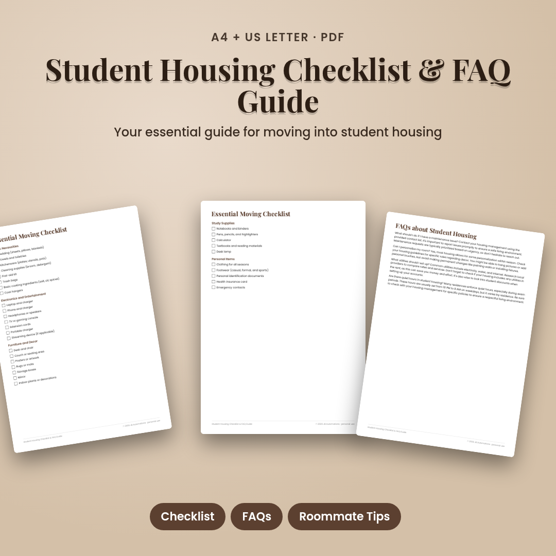 Student Housing Checklist & FAQ Guide
