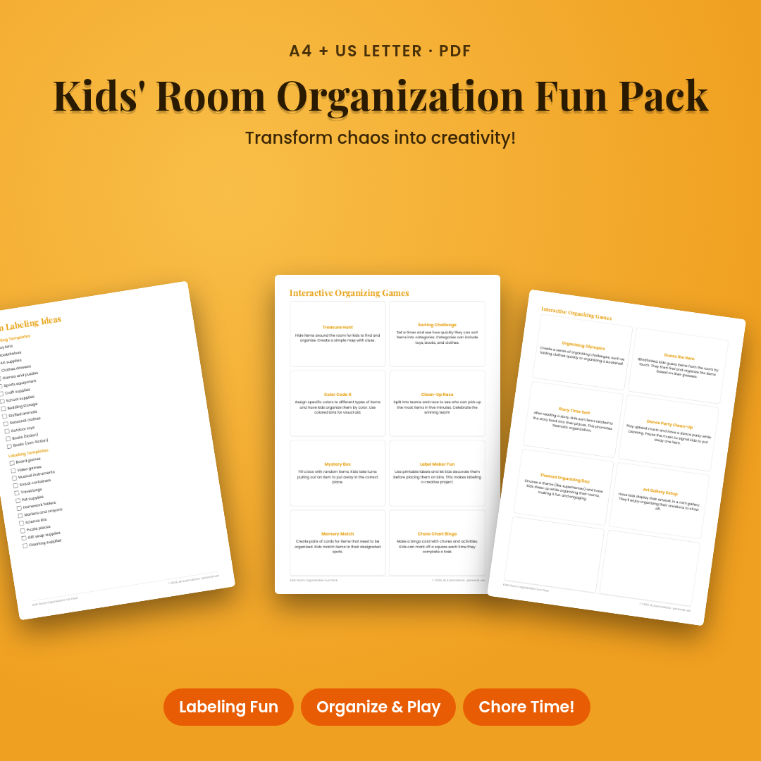 Kids' Room Organization Fun Pack
