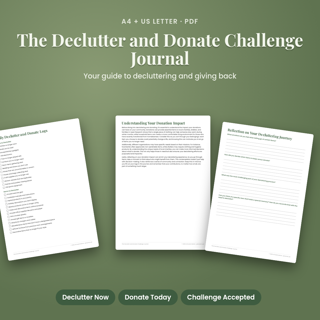 The Declutter and Donate Challenge Journal