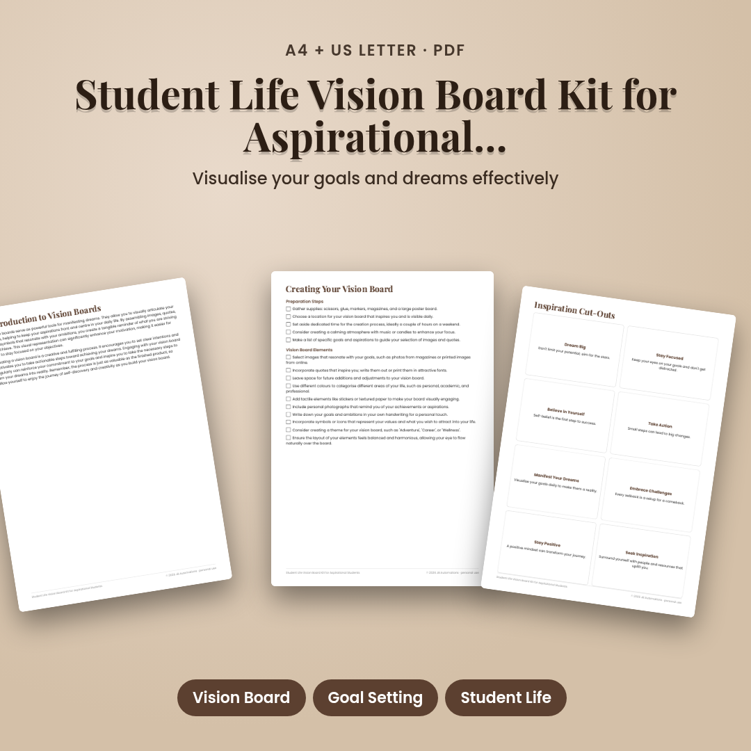 Student Life Vision Board Kit for Aspirational Students