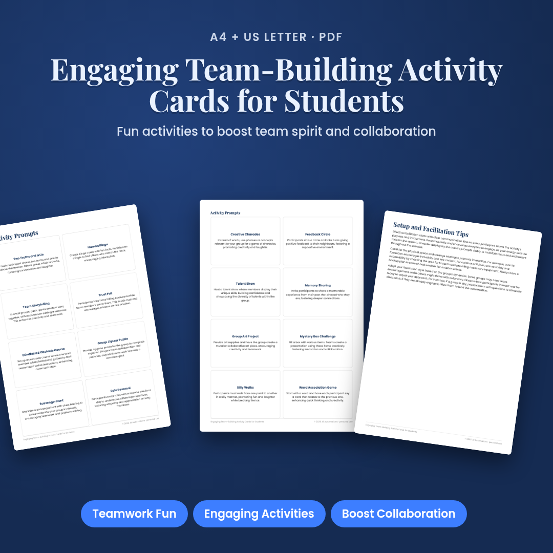 Engaging Team-Building Activity Cards for Students