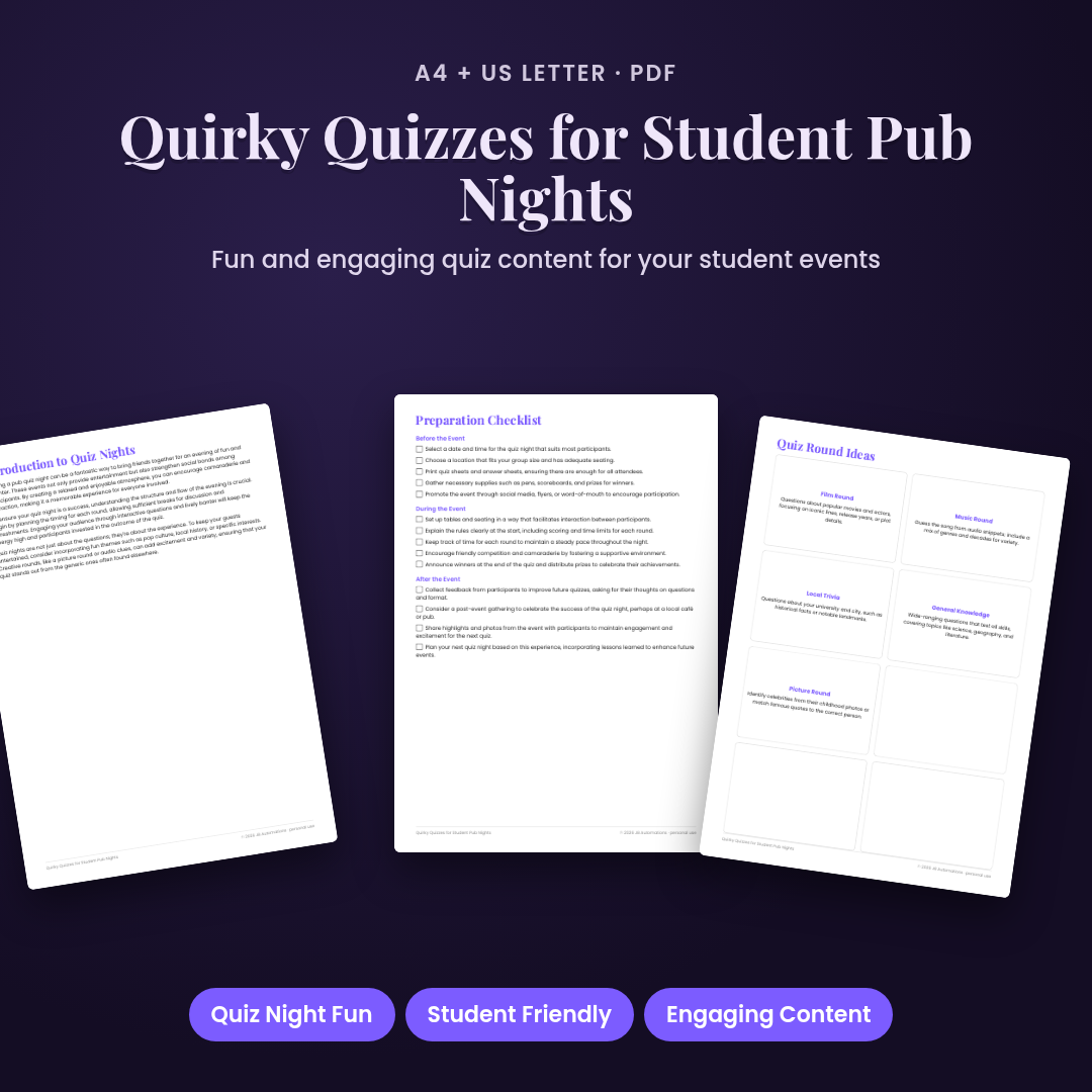 Quirky Quizzes for Student Pub Nights