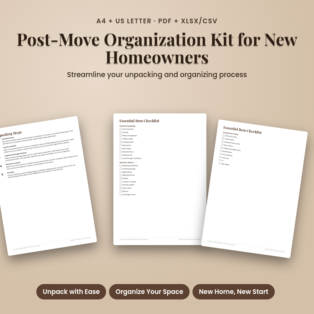 Post-Move Organization Kit for New Homeowners