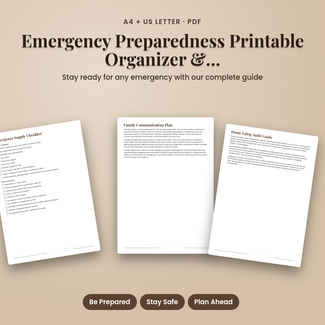 Emergency Preparedness Printable Organizer & Checklist
