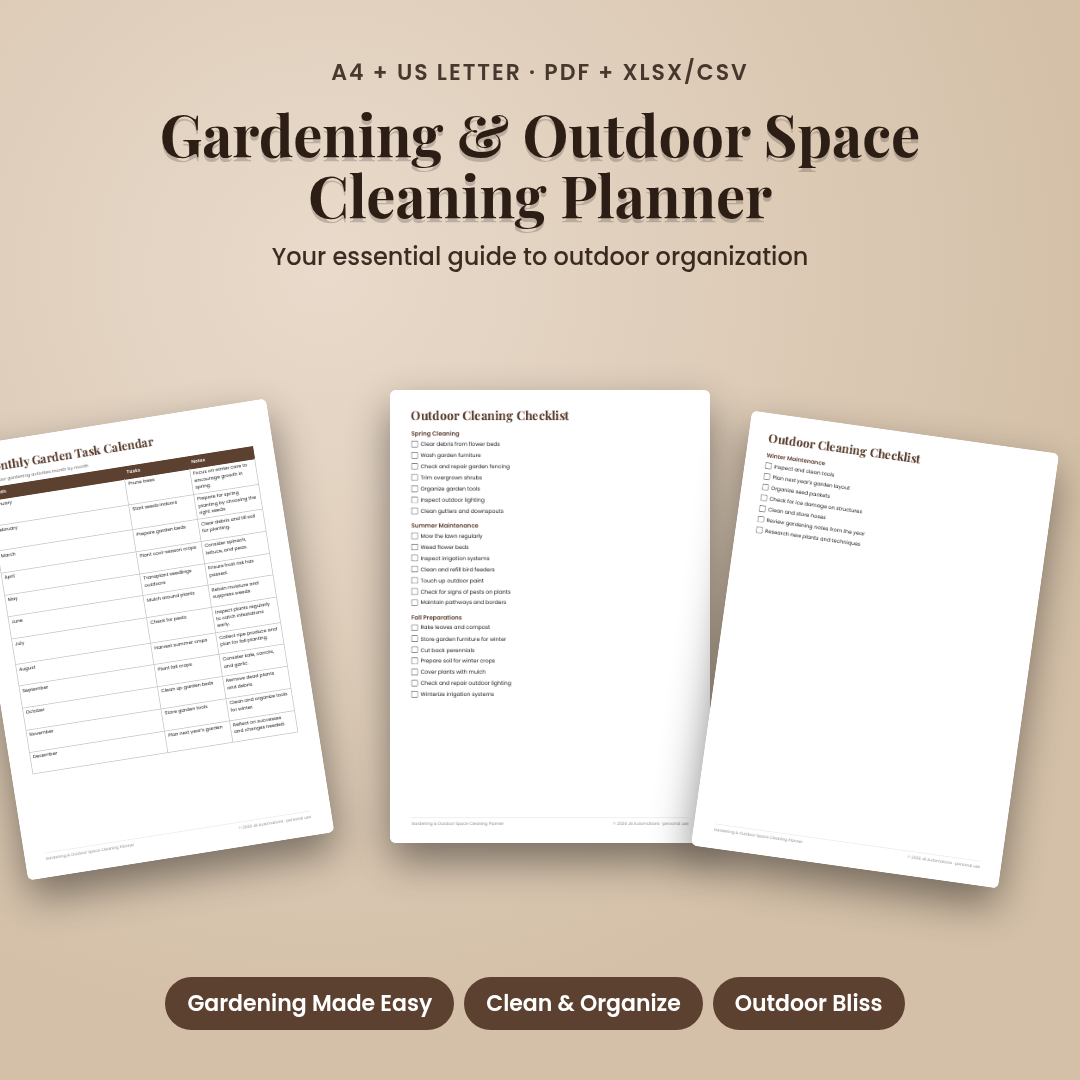 Gardening & Outdoor Space Cleaning Planner