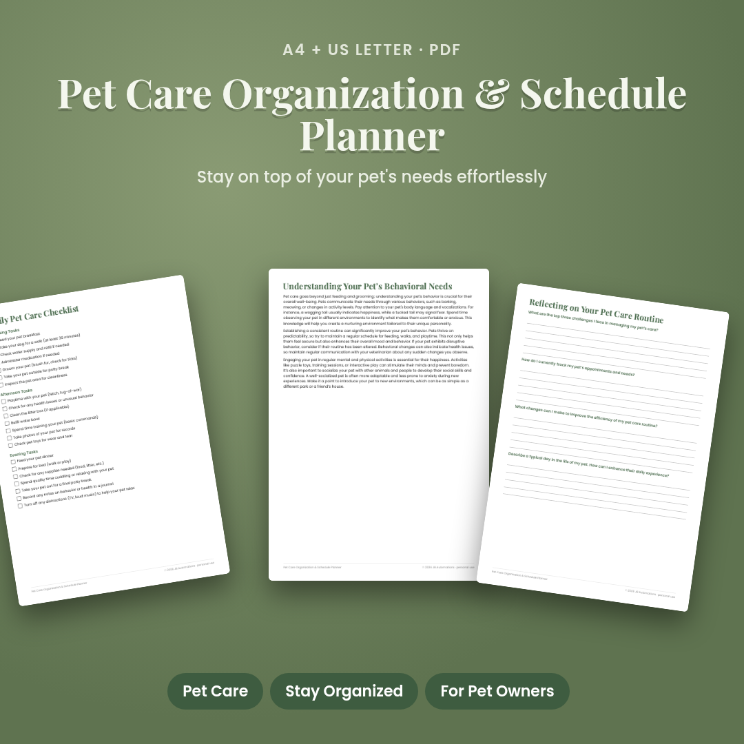 Pet Care Organization & Schedule Planner