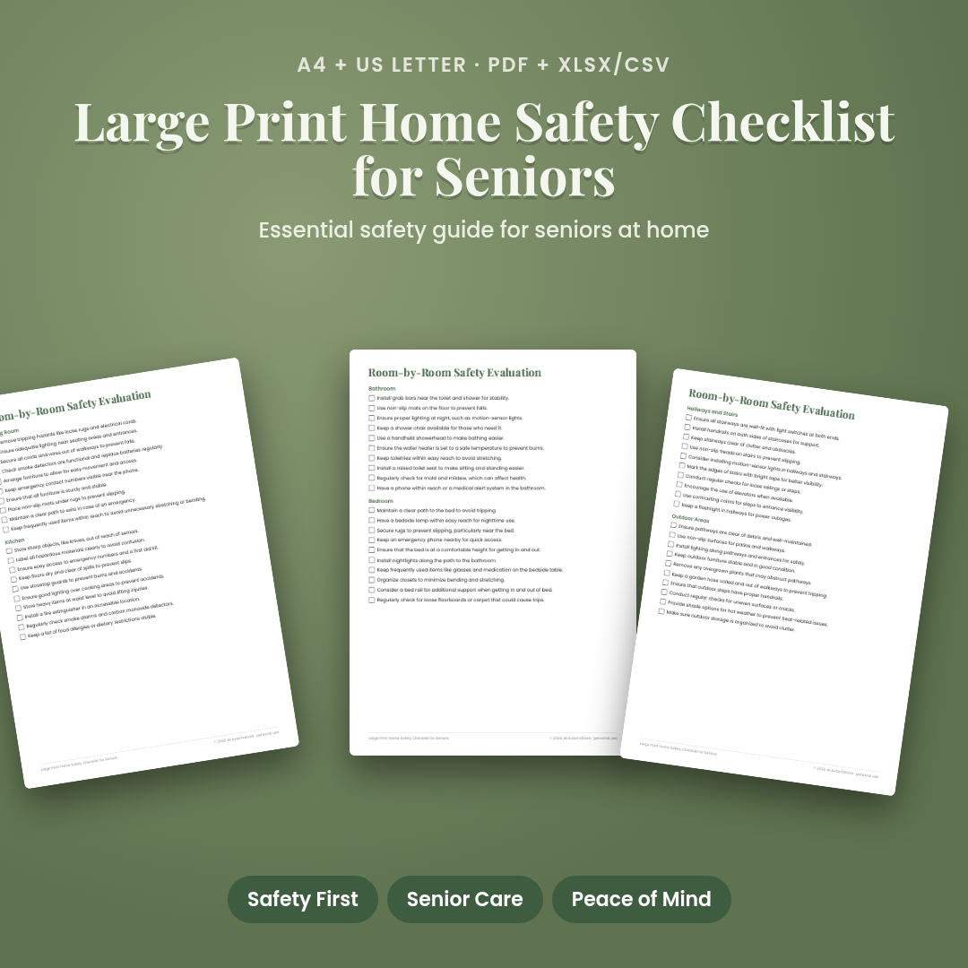 Large Print Home Safety Checklist for Seniors