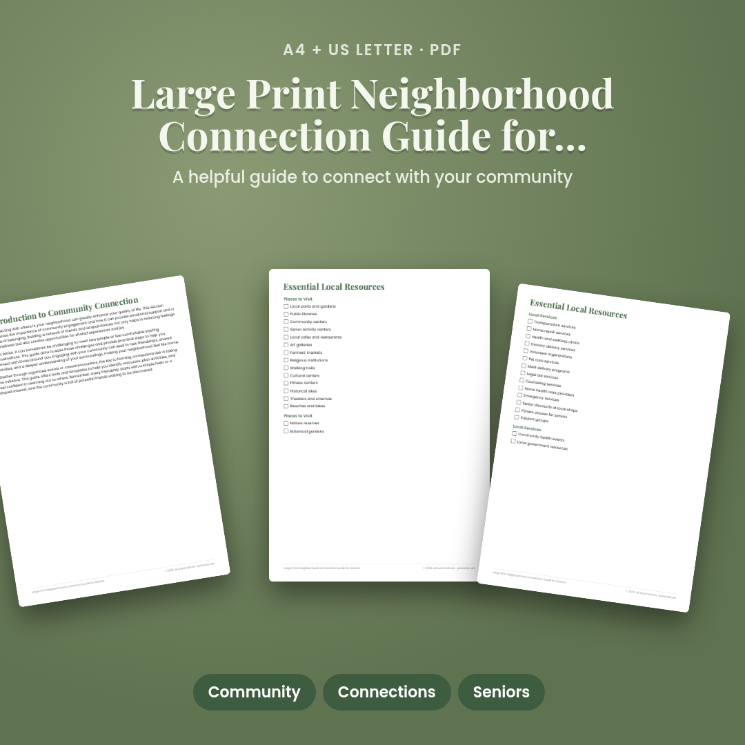 Large Print Neighborhood Connection Guide for Seniors