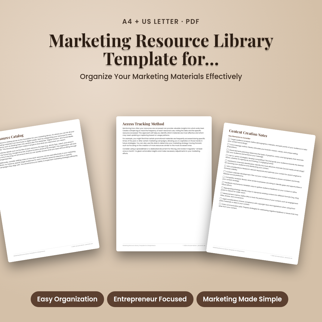 Marketing Resource Library Template for Entrepreneurs