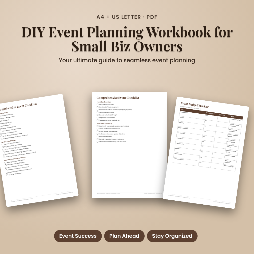 DIY Event Planning Workbook for Small Biz Owners
