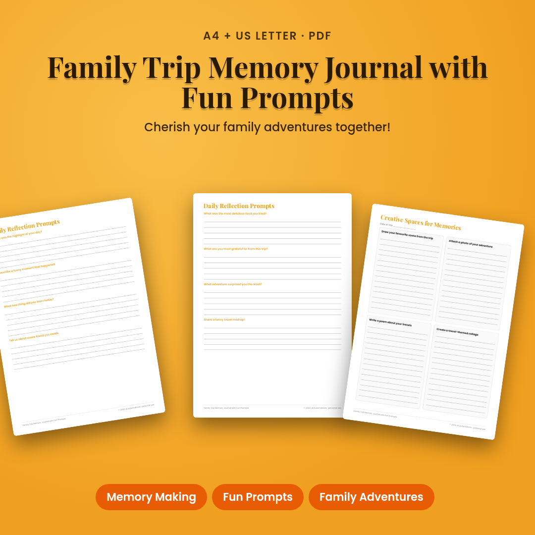 Family Trip Memory Journal with Fun Prompts