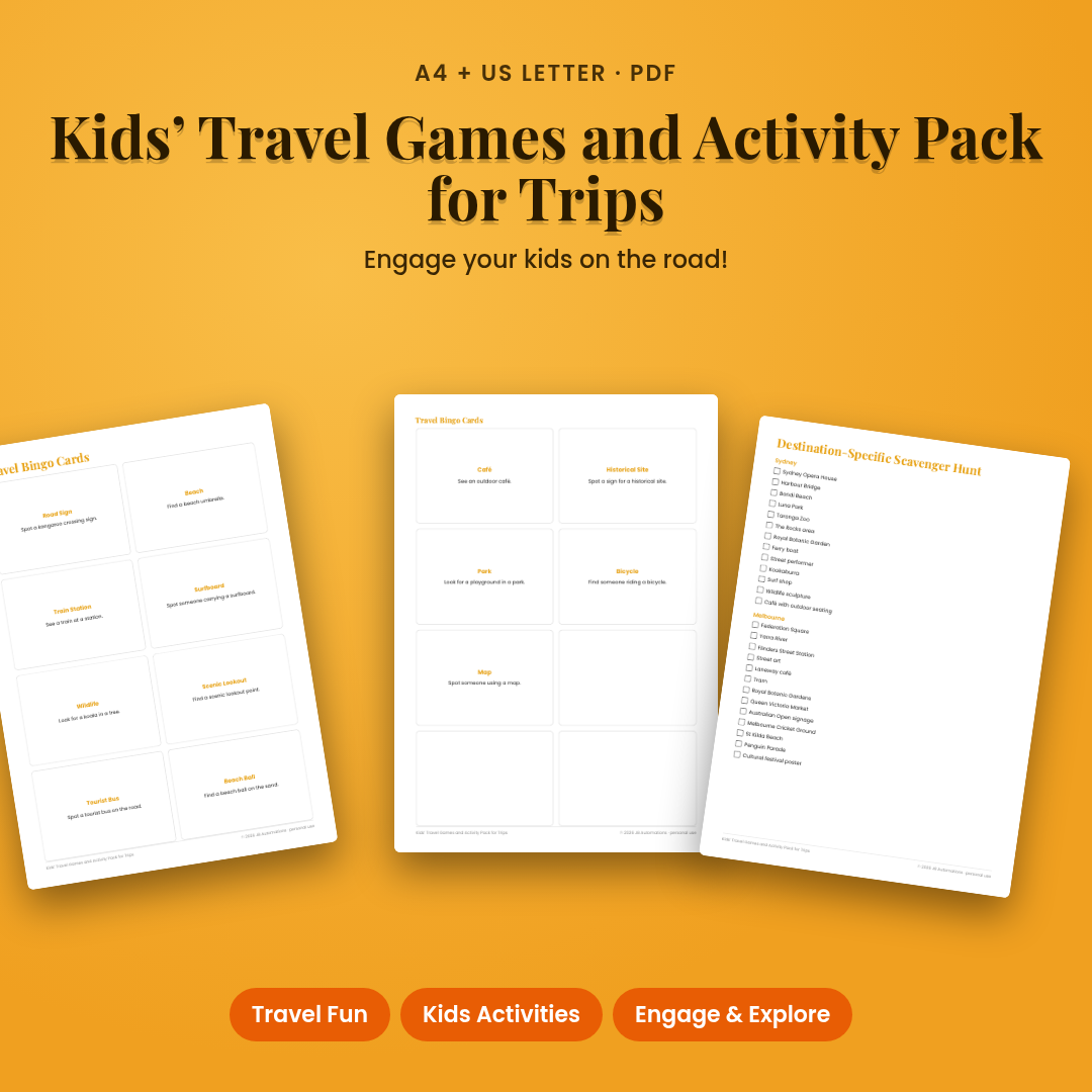 Kids’ Travel Games and Activity Pack for Trips