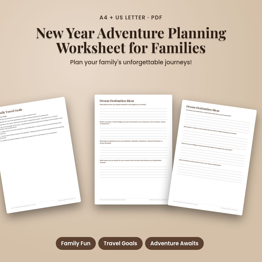 New Year Adventure Planning Worksheet for Families
