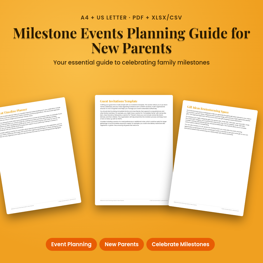 Milestone Events Planning Guide for New Parents