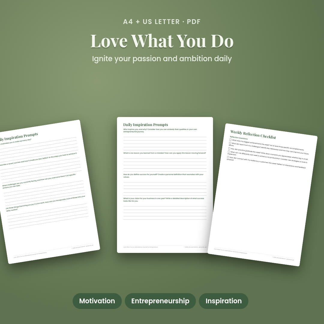 Love What You Do: Motivational Journal for Entrepreneurs