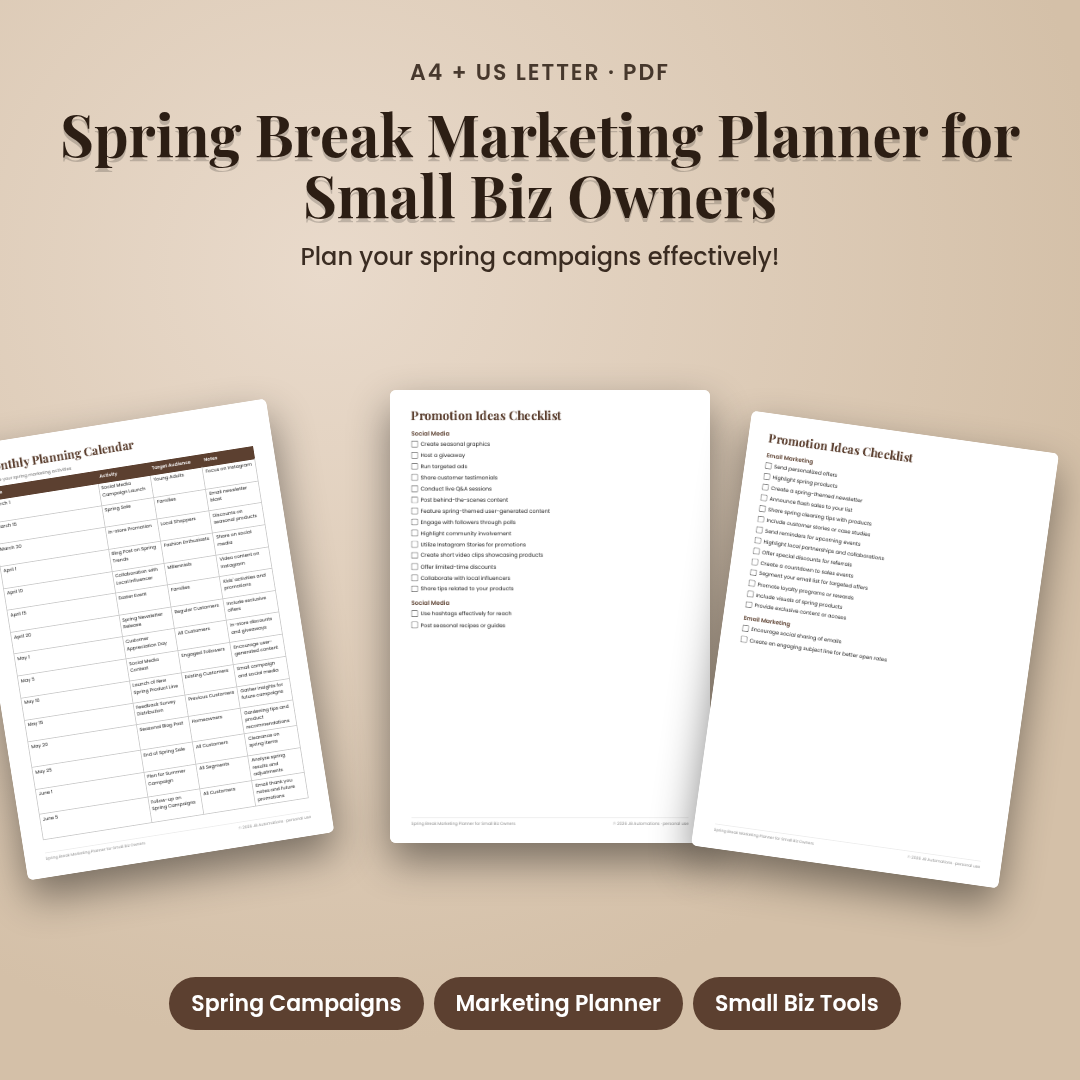 Spring Break Marketing Planner for Small Biz Owners