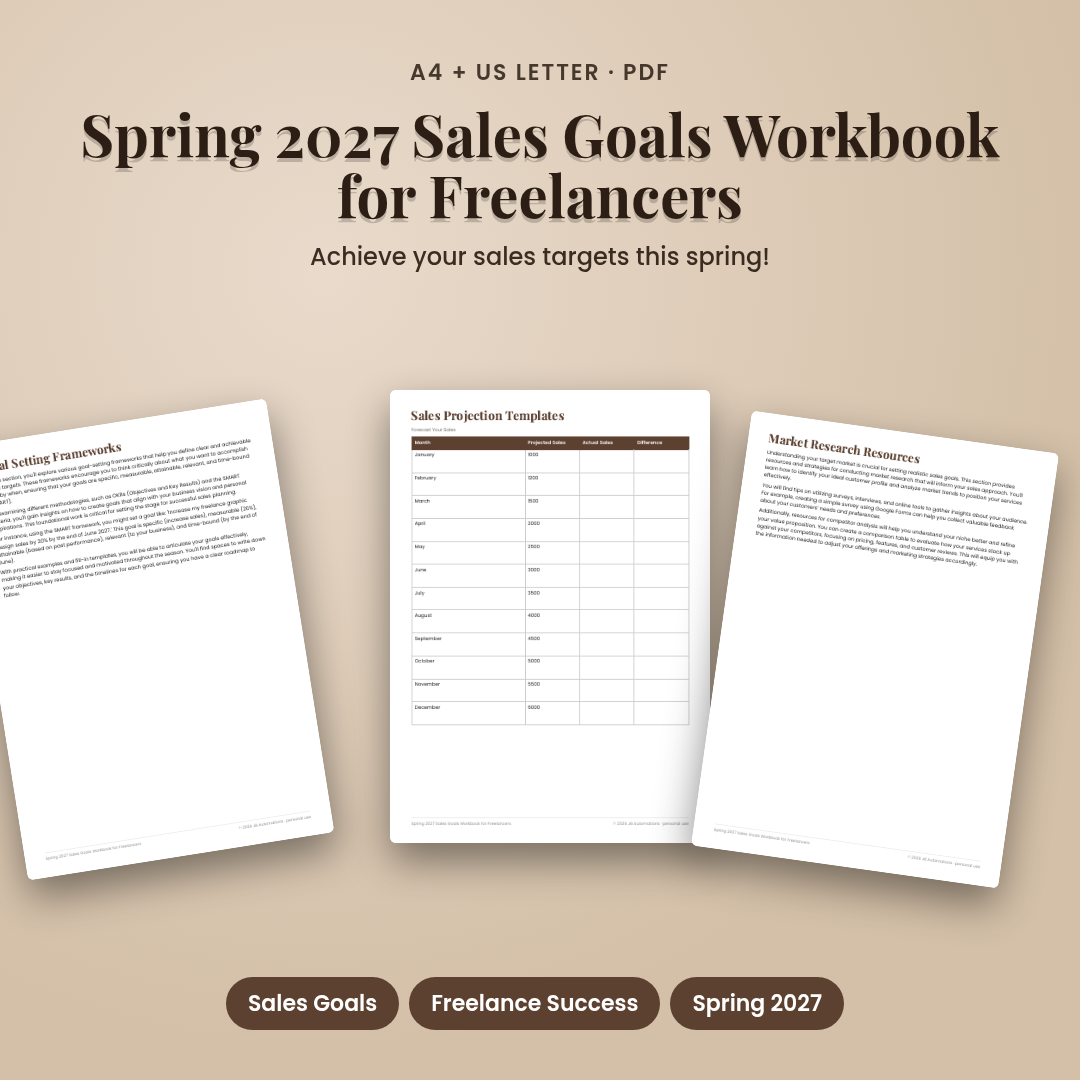 Spring 2027 Sales Goals Workbook for Freelancers