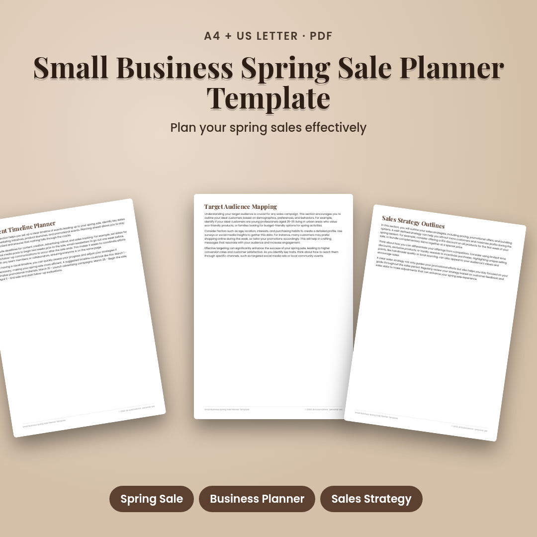 Small Business Spring Sale Planner Template