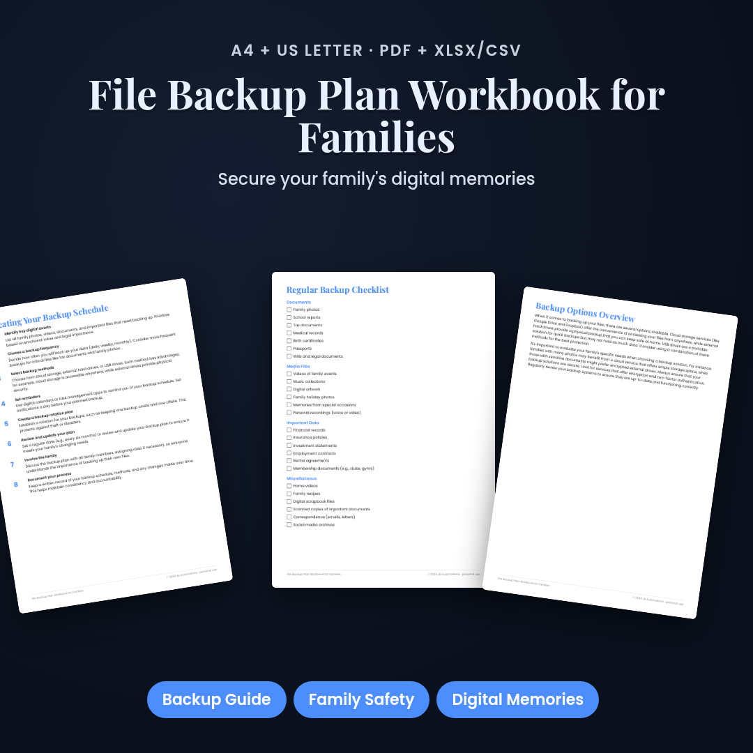 File Backup Plan Workbook for Families