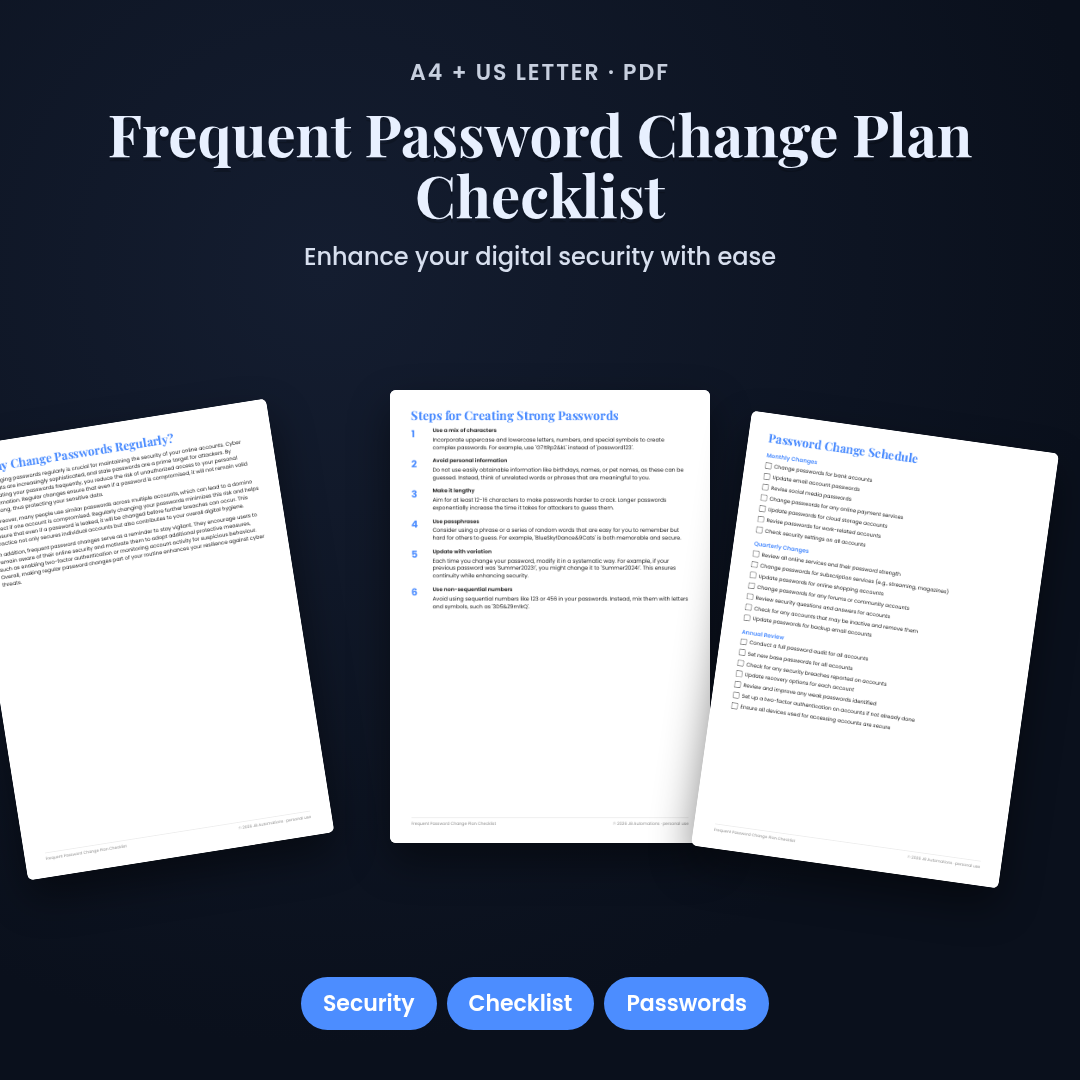 Frequent Password Change Plan Checklist