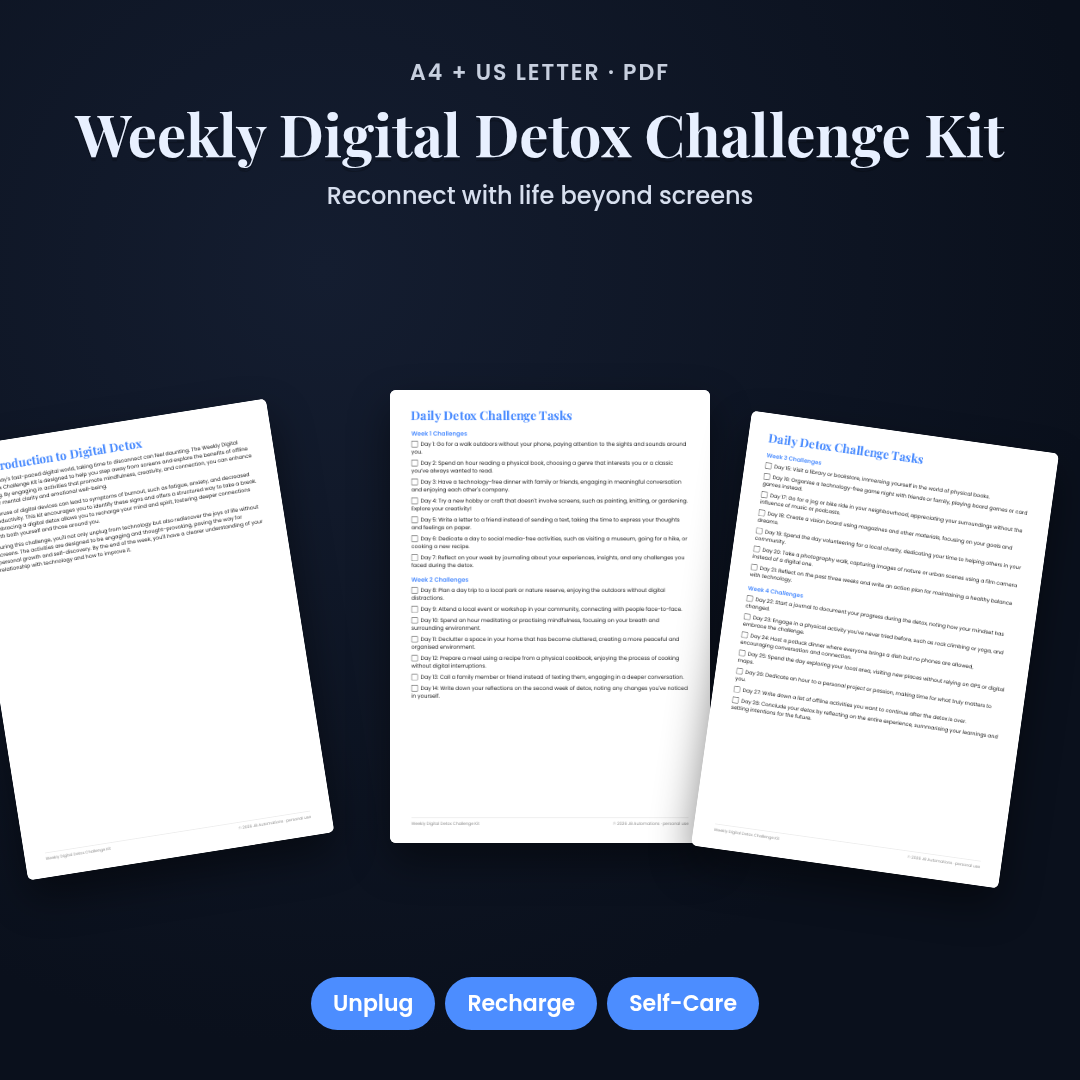 Weekly Digital Detox Challenge Kit
