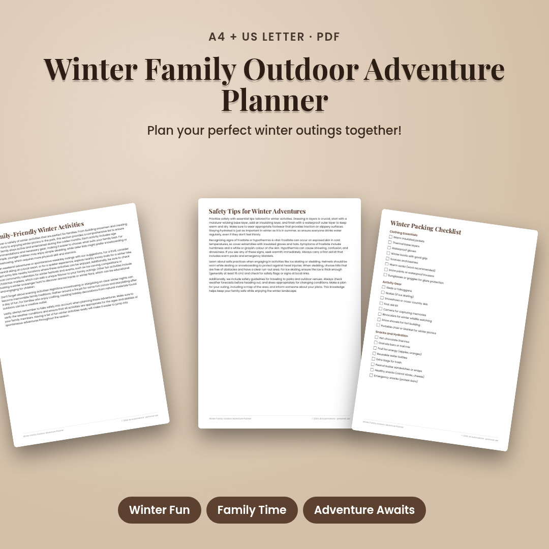 Winter Family Outdoor Adventure Planner