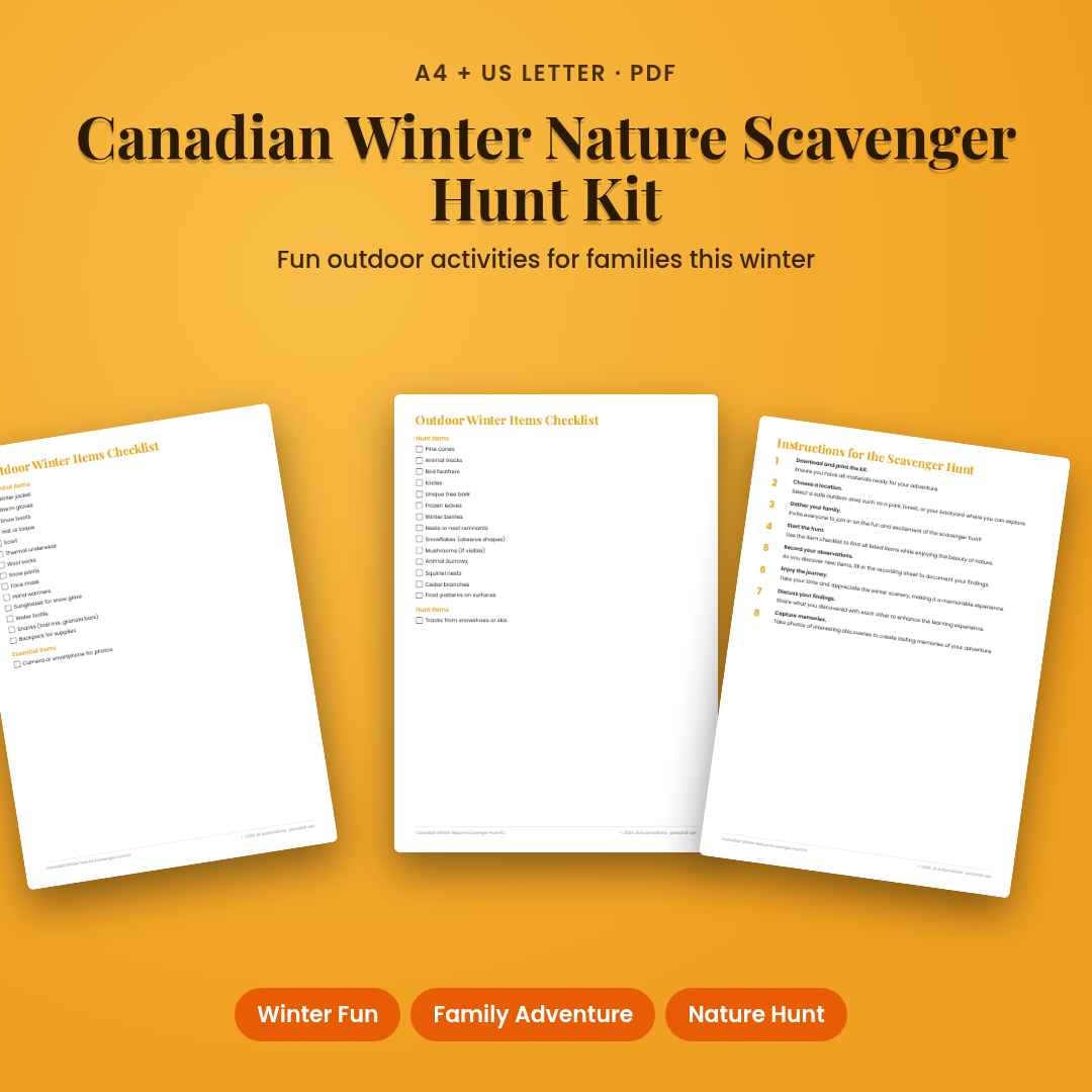 Canadian Winter Nature Scavenger Hunt Kit