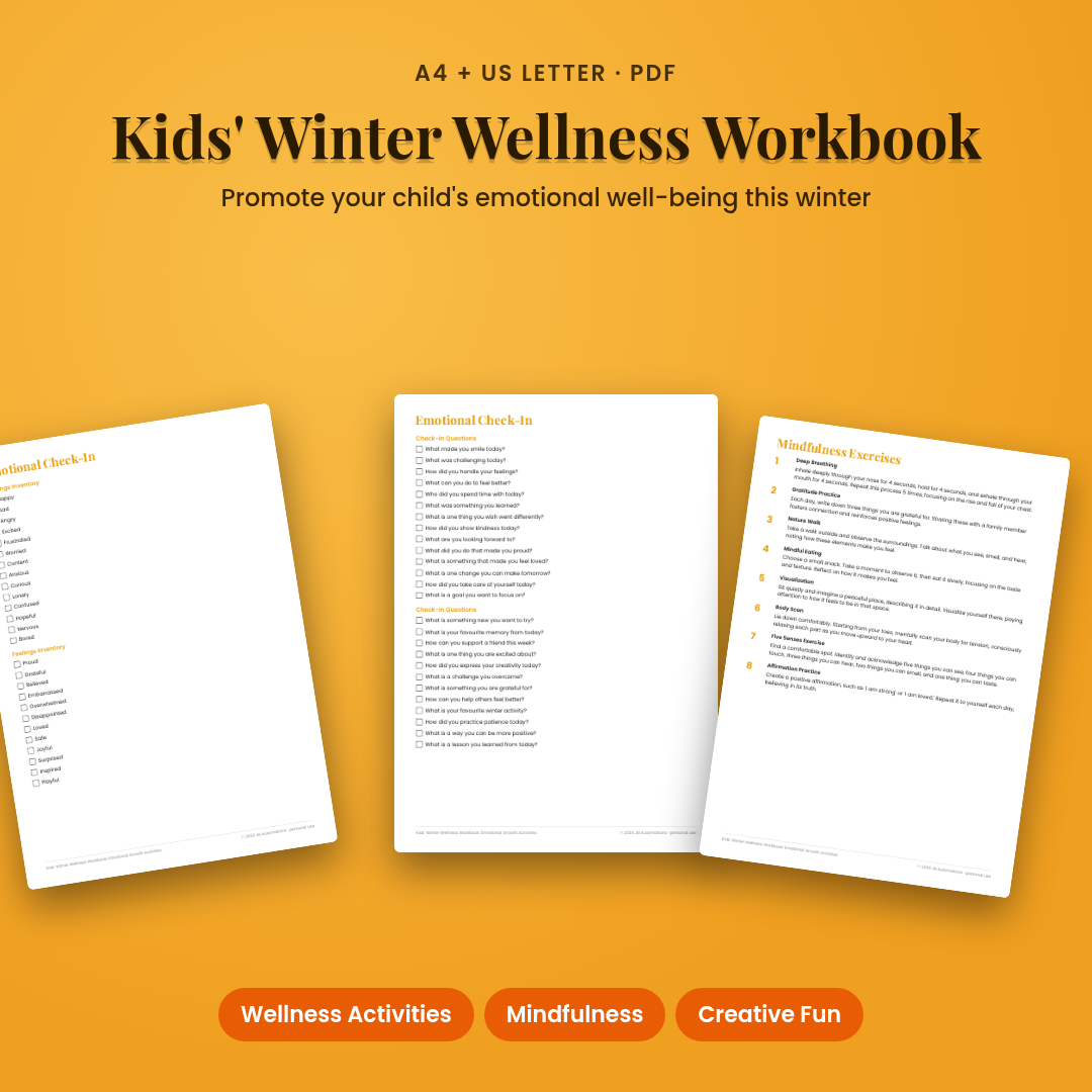Kids' Winter Wellness Workbook: Emotional Growth Activities