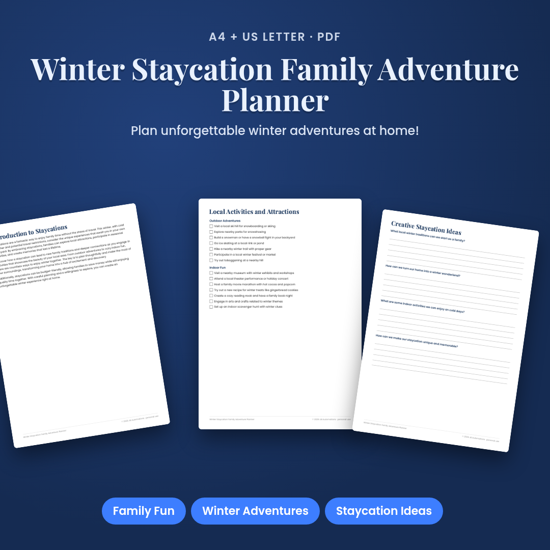Winter Staycation Family Adventure Planner