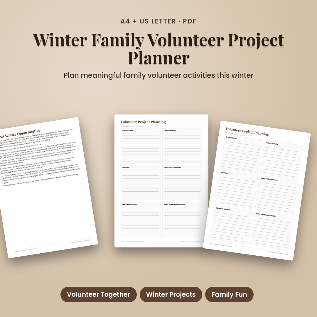 Winter Family Volunteer Project Planner