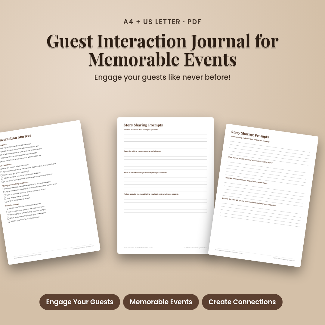 Guest Interaction Journal for Memorable Events