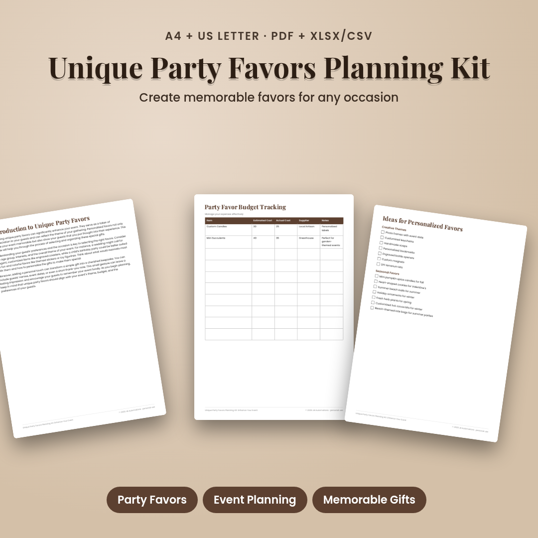 Unique Party Favors Planning Kit: Enhance Your Event