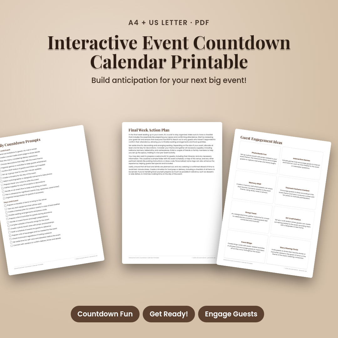 Interactive Event Countdown Calendar Printable