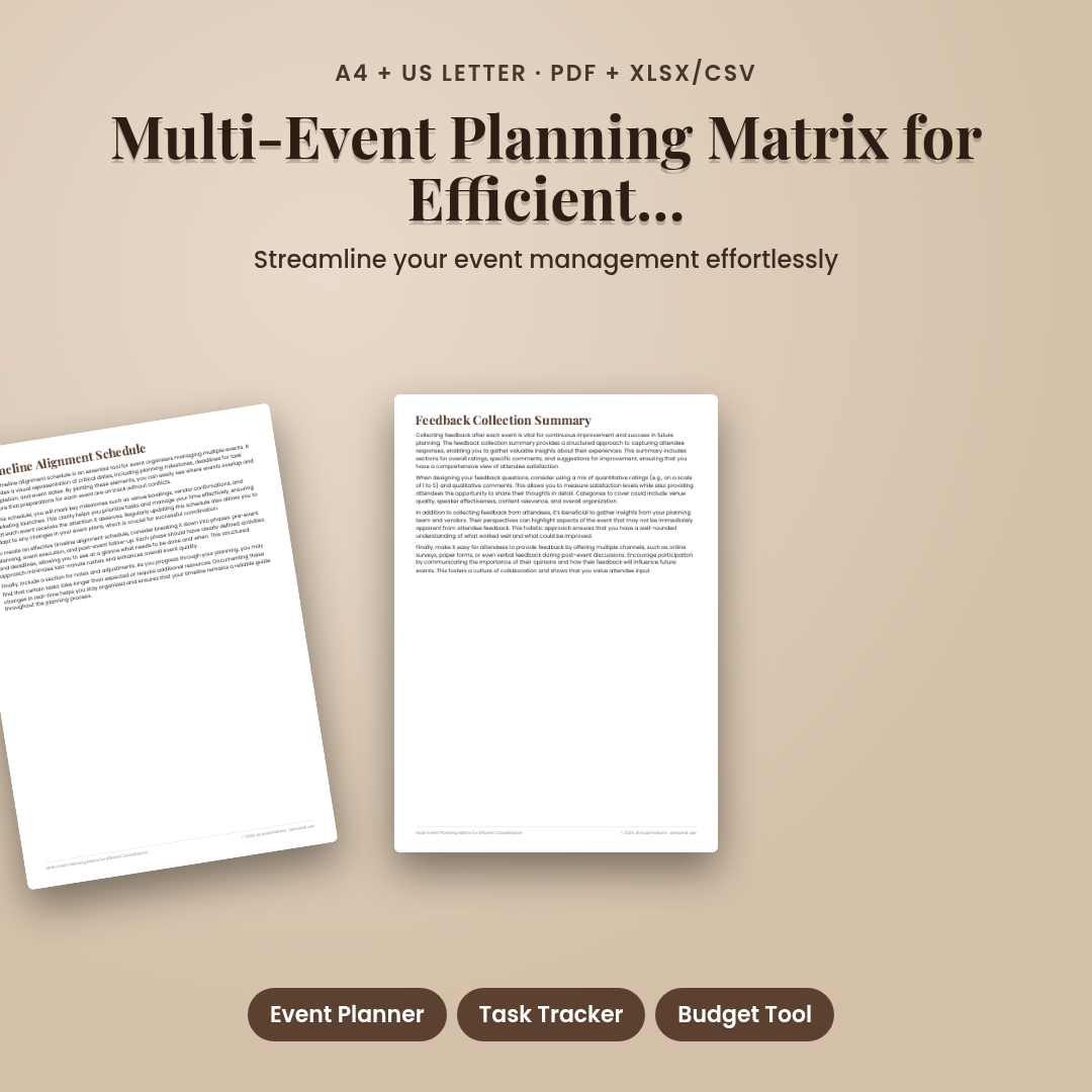 Multi-Event Planning Matrix for Efficient Coordination
