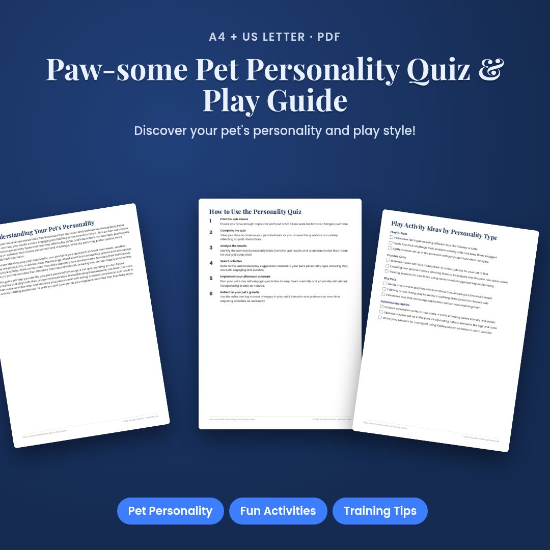 Paw-some Pet Personality Quiz & Play Guide