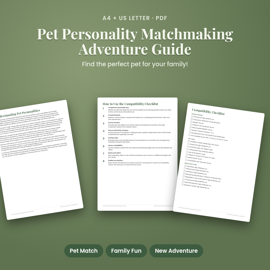 Pet Personality Matchmaking Adventure Guide