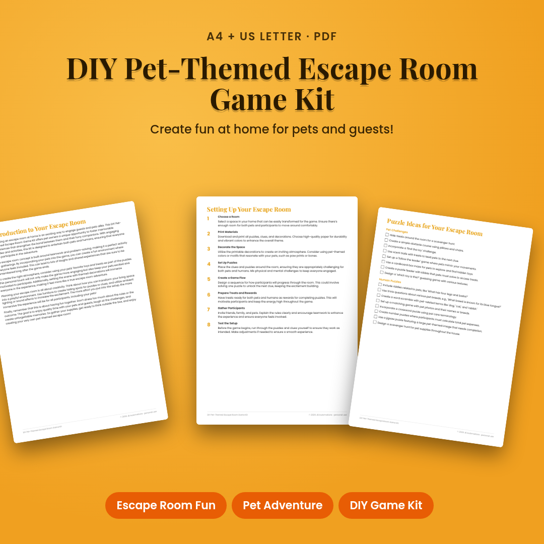 DIY Pet-Themed Escape Room Game Kit