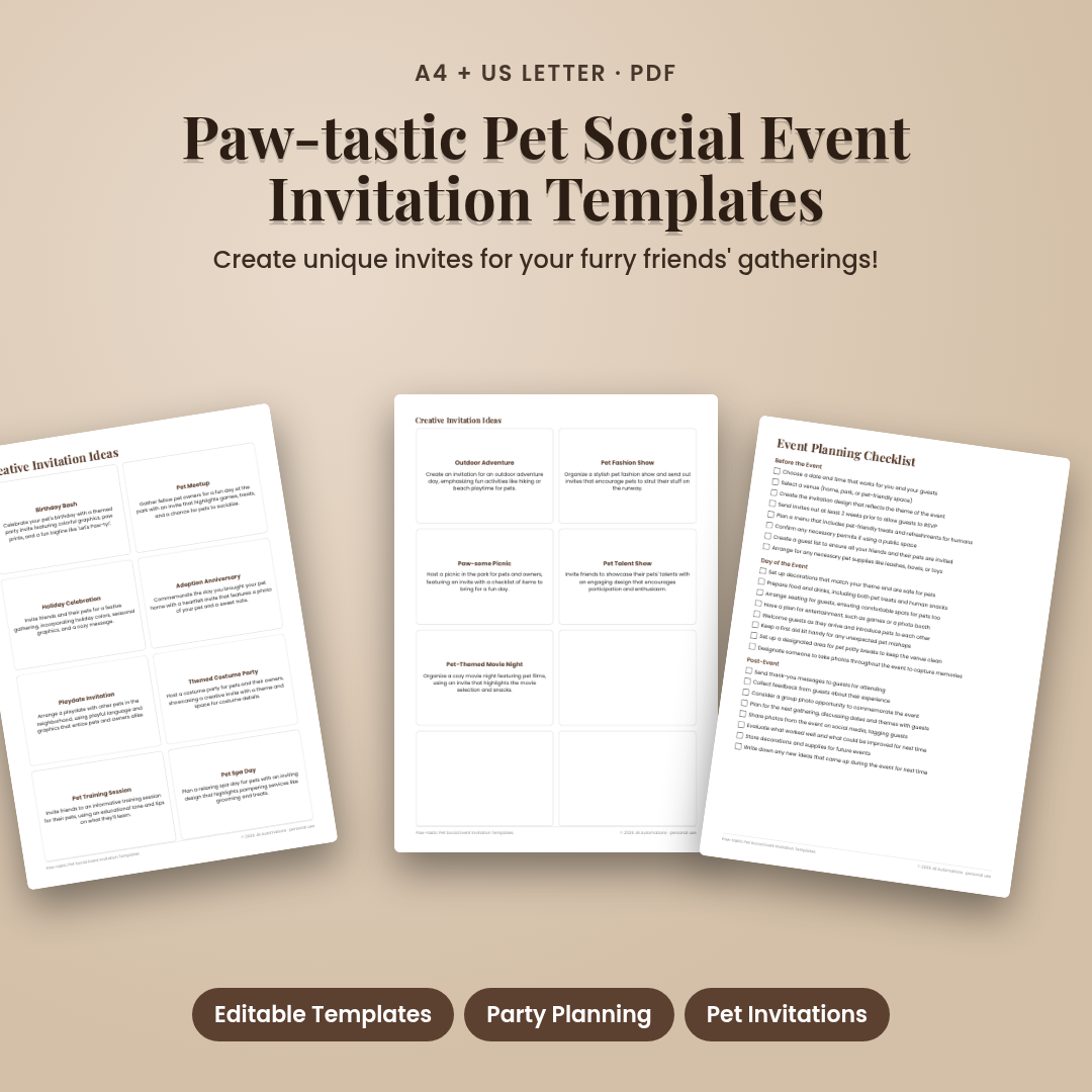 Paw-tastic Pet Social Event Invitation Templates